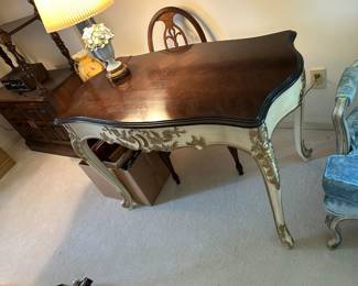 #200	cream gold writing desk with chair 42x24x29	 $175.00 			