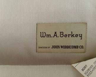 #130	William A Berkey Division of John Widdocomb Co. Loveseat w/Wood Arms and Legs - 49" Long  w/cream Fabric	 $200.00 			 #131	William A Berkey Division of John Widdocomb Co. Loveseat w/Wood Arms and Legs - 49" Long  w/cream Fabric	 $200.00 			