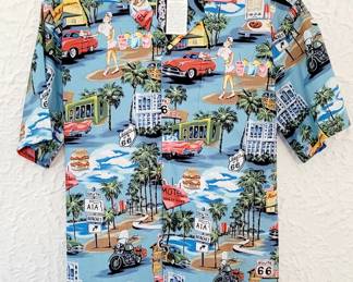 Route 66 Authentic Men's Hawaiian Short Sleeve Button Down - Medium