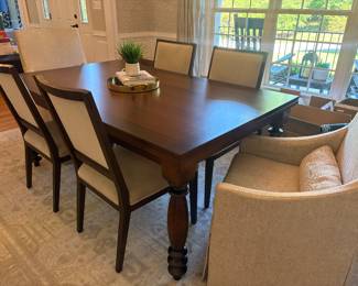 Arhaus table w/ Two Leaves and Pads Restoration Hardware Chairs 