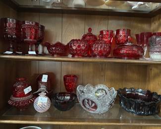 Chrystal  Cut  Cranberry Glass