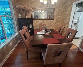 Table & 6 chairs $250, Siding Door Cabinet 