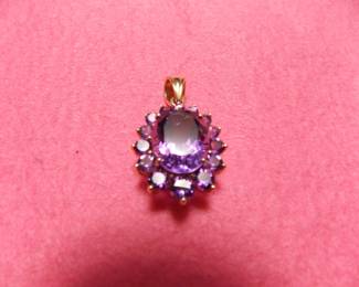 14K Gold and Amethyst pendant 