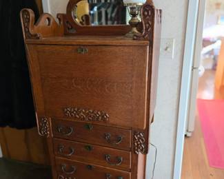 Oak drop front desk