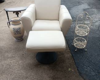 leather chair and footstool