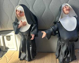 Pair  Nun statuettes 