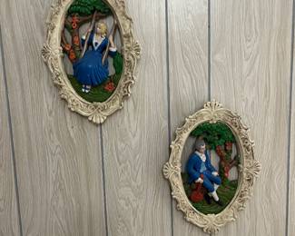 Vintage chalkware wall art