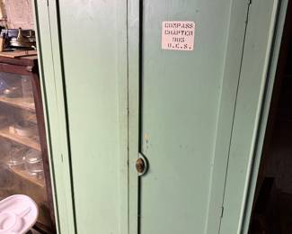 Vintage Green Tall Cabinet with Shelves