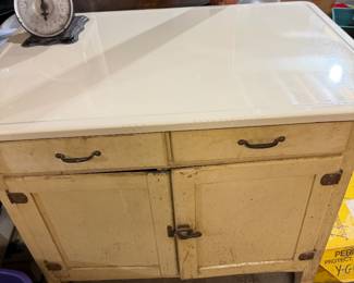 1920's-1940's Utility Kitchen Cabinet, Enamel Top