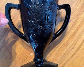 Art Deco Black Pottery, Dancing Nymphs Double Handle