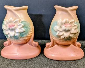 Vintage Hull Water Lily Candle Holders