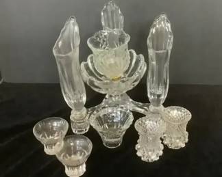 Glass Candle Holders, One With Unique Tulip Design