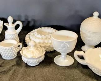 Vintage Fenton Hobnail Milk Glass Pieces  More