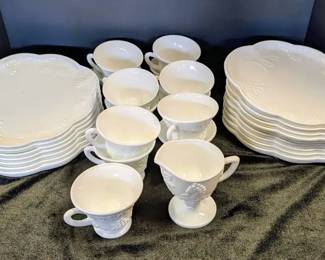 Vintage Indiana Milk Glass Colony Co. Harvest Snack Plates, Cups  Creamer