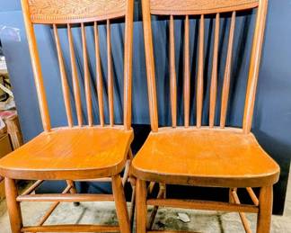 Two Vintage Wooden Kitchen Chairs