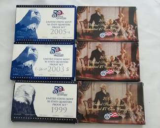 Six US Quarter  Presidential Dollar Sets