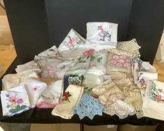 Crocheted Doilies, Embroidered Dish Towels, Napkins  More