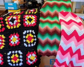 Three Crocheted Afghans