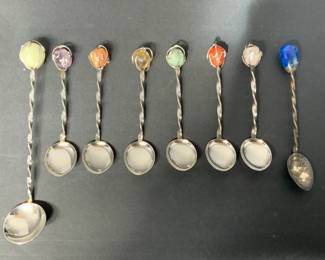 Barasch Coffee Spoons With SemiPrecious Stones