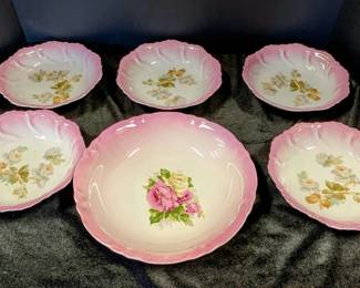 Five Antique Lichtenburg, Germany Bowls  One Unbranded Serving Bowl