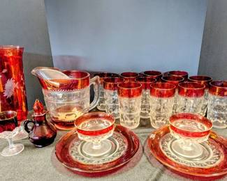 Indiana Glass Co. Ruby Red Thumbprint Glassware  More