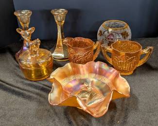 Vintage Marigold Carnival Glass  More
