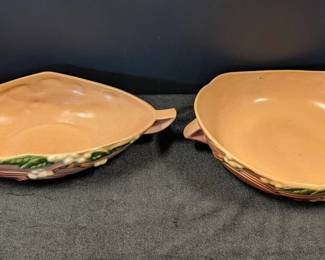 Vintage Roseville USA Pink Snowberry Pottery  Two Serving Bowls