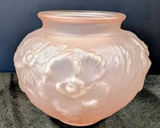 Vintage 1930s Tiffin Poppy Flower Pink Satin Art Glass Vase Bowl