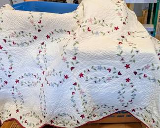 Store Bought Creme Embroidered Quilt