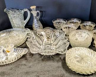 Variety Of Lead Cut Glass Dishes
