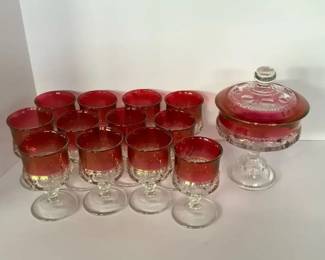 Vintage Coin Dot Candy Dish  Glasses