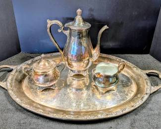 WM Rogers Victorian Rose Silver Plated Tea Set