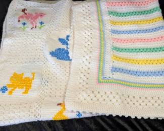 Vintage Hand Crocheted Baby Blankets