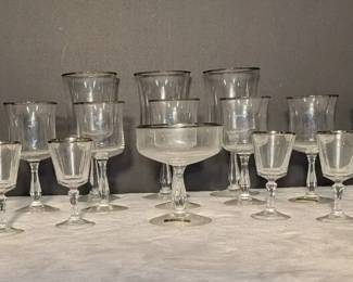 SilverTrimmed Noritake Crystal Glasses