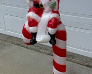 VINTAGE SANTA & CANDY CANE BLOW MOLD