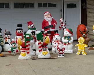 LARGE COLLECTION OF VINTAGE HOLIDAY BLOW MOLDS
