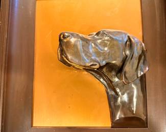 Mid-Century Bronze Clad Hunting Dog plaque
