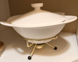 Vintage Mid-Century Pottery Dish on chafing dish stand - Florence Ceramics Dish - Pasadena California