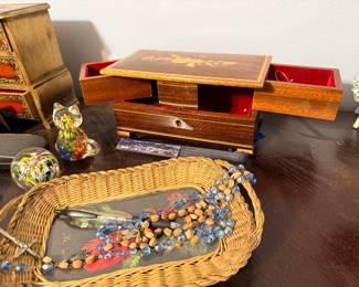 Various jewelry boxes - separate and not pictured - many pieces of vintage jewelry
