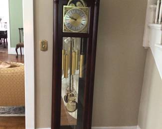 Howard Miller Grandfather Clock H 6.6, W 1.4, D 10     $1500