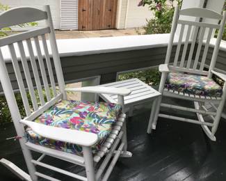 Porch white rocking chairs (