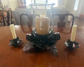 Jan Barboglio Candleholders and Hurricane Globe