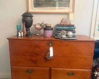 Antique 2 drawer Mule Chest ( back legs missing and rests on bricks )