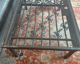 Custom table with antique iron gate in metal frame ( very heavy)