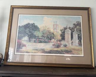 Robert M Rucker 1932-2001 New Orleans Artist signed print 136/400 "St. Charles Avenue" 41"w by. 30.5" framed