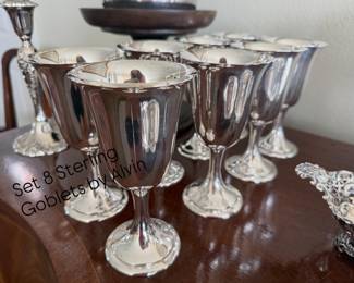 Set 8 Sterling Goblets by Alvin