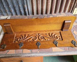 Antique wood coat rack