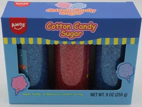 Amos Cotton Candy Sugar 6 Oz Blueberry & 3 Oz Strawberry Flavored Sugar 9 Oz