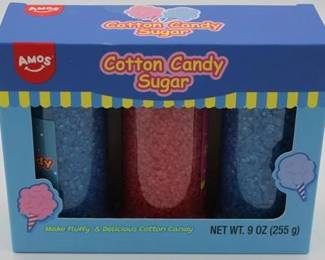 Amos Cotton Candy Sugar 6 Oz Blueberry & 3 Oz Strawberry Flavored Sugar 9 Oz