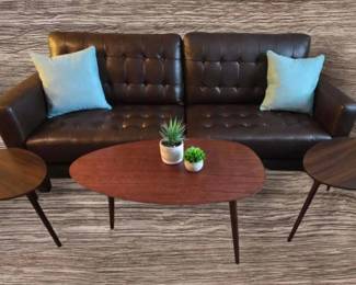 Stylish Living Room Set  Abbyson Leather, MCMstyle Tables,  Calvin Klein... Nice